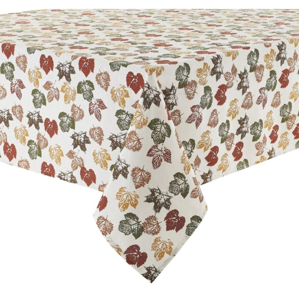 Printed Fabric Tablecloth,60"x84"Oblong(6-8 people)FALL,STAMPED AUTUMN LEAVES,LP